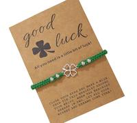 COLORFUL BLING St.Patrick's Day Heart Clover Bracelet for Women Nature Stone Lucky Clover Charm String Bracelet Holiday Accessories Good Luck Jewelry Gifts for Women Men