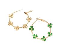 COLORFUL BLING St.Patrick's Day Stud Earrings for Women Lucky Four-leaf Clover Hoop Earrings Good Luck Shamrock Irish Holiday Jewelry Gifts for Women Men