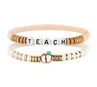COLORFUL BLING Teacher Appreciation Bracelets Solf Clay Love Teach Inspire Letter Beaded Teacher Bracelets Teacher Gift for Women, One size, Metal, alloy