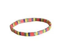 COLORFUL BLING Tila Flat Seed Beads Bracelets for Women Men Boho Handmade Square Beaded Stretch Strand Mens Bracelets Colorful Jewellery Friendship Gifts for Women Men