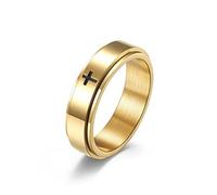 COLORFUL BLING Titanium Stainless Steel Cross Anxiety Spinner Ring Rotating Fidget Ring Stress Relieving Wedding for Him Her Couple Promise Lover Jewelry, One Size (Range: 5 to 10), Metal