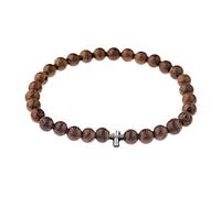 COLORFUL BLING Wood Beaded Cross Stretch Rosary Bracelet for Men Boys First Communion Religious Cross Statement Wrist Bangle Faith Prayer Jewelry, Wood Metal, wooden