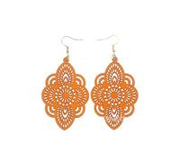 COLORFUL BLING Wooden Hollow Dangle Earrings for Women Colorful Boho Dangle Drop Earrings Boho Jewelry Gifts for Women,Orange