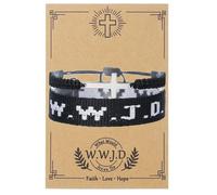 COLORFUL BLING WWJD Bracelet Cross Braided Rope Bracelet for Women Men What Would Jesus Do Wristbands Cross Charm Adjustable Protection Christian Stretch Bracelet Religious Jewelry Gift, 5.9-11.8