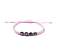 COLORFUL BLING WWJD Braided Rope Beaded Adjustable Bracelet What Would Jesus Do Woven Wristbands Inspirational Religious Reminder Jewelry Gift, Resin, zircon gemstone