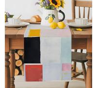 Colorful Block Morandi Color Table Runner 36 Inches Long,Table Runners Kitchen Dining Tables Decoration for Home Party Decor, Watercolor Oil Painting Style Tables Runner Wedding Dresser Scarf