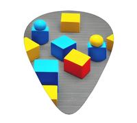 Colorful Blocks Guitar Plectrum Set Of 12, Including 3 Thicknesses Of Plectrums For Acoustic Guitars, &Ukuleles And More.