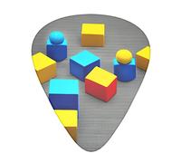 Colorful Blocks Guitar Plectrums Classical Triangle Bass Acoustic And Electric Guitar Plectrums For Guitarists 12 Pieces