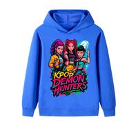 (Colorful Blue, 160cm) Kpop Demon Hunter Girls Group Middle and Large Children's Boys and Girls Hoodies Sweatshirt B1213
