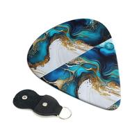 Colorful Blue Beautiful Marble Abstract Natural Marble Texture Guitar Picks 6 Pcs Plectrums for Acoustic Guitar Bass and Electric Guitar - 0.96mm