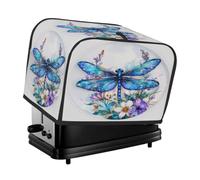 Colorful Blue Dragonfly Flowers Toaster Cover 4 Slice Dust Cover for Bread Machine,Small Kitchen Appliance