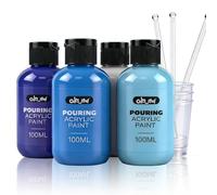 Colorful Blue Series Acrylic Pouring Paint Set, 4 Colors, 3.34 oz Craft Kit