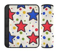 Colorful Blue Stars Dot Blue 2 pcs car seat Neck Strap Covers, Stop seat Belt Cutting into Neck, Belt Alert Covers for Truck Truck SUV 10x7.7 in Protector para cinturón de carro