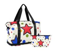 Colorful Blue Stars Dot Blue Gym Sports Duffel Bags Weekender/Overnight Duffel with Toiletry Bag for Sports Multifunctional, colorful blue stars dot blue, One Size