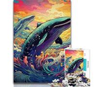 Colorful Blue Whale 1000 Pieces Jigsaw Puzzles For Teens And Adults,Educational Toys Is Ideal As A Gift for The Whole Family 38x26cm