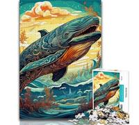 Colorful Blue Whale Jigsaw Puzzles for Teenagers,Help The Brain Exercise Addictive Toys to Cultivate Patience A Work of Art 50x75cm