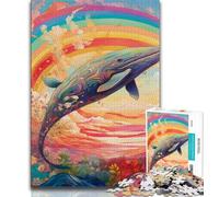Colorful Blue Whale Jigsaw Puzzles for Teenagers,Help The Brain Exercise Addictive Toys to Cultivate Patience A Work of Art 38x26cm