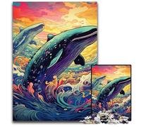 Colorful Blue Whale Puzzles 1000 Pieces for Adults Impossible Jigsaw Puzzles for Adults Perfect for Christmas, Halloween, Easter, New Year 50x75CM/19.68x29.52inch