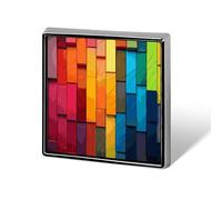 Colorful Board Square Lapel Pin for Men Women Personalized Lapel Badge Metal Brooch Printed Aluminum Alloy Memorial Pins for Backpack Clothing Decoration Business