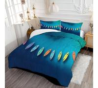 Colorful Boat Coverless Duvet Single Lightweight and Warm Bedding Aerial View Of The Sea Down Alternative with Pillow Shams for All Seasons 135x200cm Dark Blue