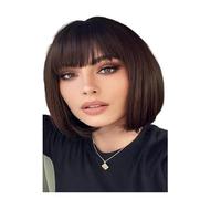 Colorful Bob Synthetic Wig - Rainbow Hairstyle With Cozy Bangs For Party, Halloween & Cosplay(75-752-dark brown)