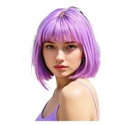 Colorful Bob Synthetic Wig - Rainbow Hairstyle With Cozy Bangs For Party, Halloween & Cosplay(75-752-light purple)