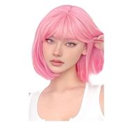 Colorful Bob Synthetic Wig - Rainbow Hairstyle With Cozy Bangs For Party, Halloween & Cosplay(75-752-pink)