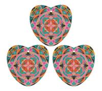Colorful Bohemian Patterns Car Air Freshener, 3 Pcs Love form Hanging Air Freshener Cards, Long Lasting Fragrance Scented Cards for Car, Home, Office Gray-style
