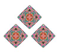 Colorful Bohemian Patterns Car Air Freshener, 3 Pcs Rhombus Hanging Air Freshener Cards, Long Lasting Fragrance Scented Cards for Car, Home, Office Black-style