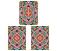Colorful Bohemian Patterns Car Air Freshener, 3 Pcs Square Hanging Air Freshener Cards, Long Lasting Fragrance Scented Cards for Car, Home, Office Black-style