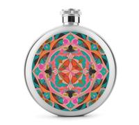 Colorful Bohemian Patterns Flasks for Liquor, 5oz Stainless Steel Flask Leakproof Portable Whiskey Flask for Outdoor, Camping, Travel, Gifts