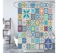 Colorful Bohemian Shower Curtain Washable Bath Curtains,with 12 Hooks and Weighted Hem,Fabric Shower Curtains Outdoor Waterproof Polyester for Bath Tub and Shower Stall,120x180cm W48*L71 Inch