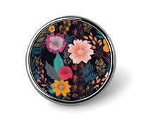 Colorful Boho Floral Badges Circle with Button Design, Personalized Picture Pin Brooches, Round Badge Holders for Decorate Hat Shirt Clothing Bag Accessories