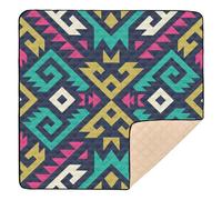 Colorful Boho Floral Large Sturdy Baby Activity Play Mat for Indoor Outdoor Lightweight Travel Play Mat for Baby Kids Toddlers Infants, 50'' x 50''