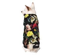 Colorful Boho Floral Print Dog Hoodie Sweatshirt For Small Dogs, Warm, Soft And Breathable Pet Clothes, Easy To Wear Jumper For Winter And Fall Warm