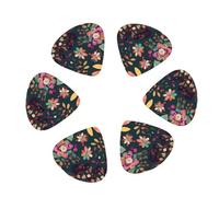 Colorful Boho Floral print Guitar Picks 12PCS Mixed Gauges(0.46/0.71/0.96mm) with Case, for Guitar/Ukulele