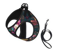 Colorful Boho Floral Print Harness Leash Set For Cat Dog, Reflective Adjustable Escape-Proof Vest Lead With Soft Breathable Mesh, For Small Pets And Kitten Puppy