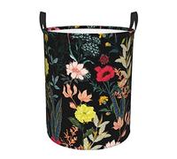 Colorful Boho Floral Print Round Laundry Basket With Handles Waterproof Laundry Hamper For Bathroom Circular Storage Basket
