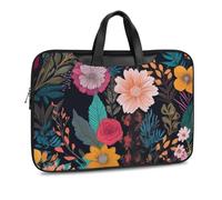 Colorful Boho Floral Printed Leather Shoulder Messenger Bag Briefcase for Men Women Travel Business Office Hangbag Laptop Pack Crossbody
