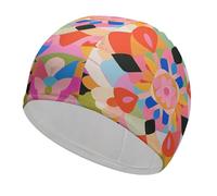 Colorful Boho Floral Swim Cap for Women Men Swimming Hat Bath Waterproof Pool Caps for Long Thick Curly Hair