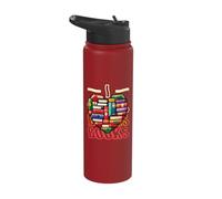 Colorful Book Stack Love Reading Enthusiast Stainless Steel Insulated Water Bottle