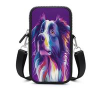 Colorful Border Collie Dog Small Crossbody Bag Adjustable Mobile Phone Bags Wallet Pouch Shoulder for Women Men