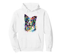 Colorful Border Collie Rainbow Splash Art Pullover Hoodie