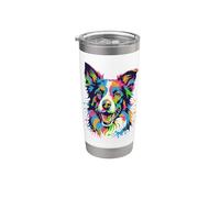 Colorful Border Collie Rainbow Splash Art Stainless Steel Insulated Tumbler