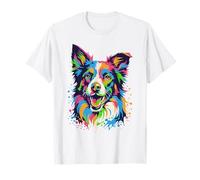 Colorful Border Collie Rainbow Splash Art T-Shirt