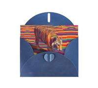 Colorful Bored Tiger Blue Patterns greeting card 6x4 inches with envelope, covering birthdays, weddings and other occasions