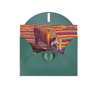 Colorful Bored Tiger Dark Green Patterns greeting card 6x4 inches with envelope, covering birthdays, weddings and other occasions