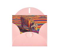 Colorful Bored Tiger Pink Patterns greeting card 6x4 inches with envelope, covering birthdays, weddings and other occasions