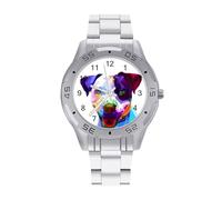 Colorful Boston Terrier Men's Watches Stainless Steel Watch Strap Analog Quartz Watch Business Wristwatches