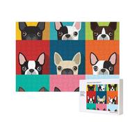 Colorful Boston Terrier Print,300 Pieces Wooden Jigsaw Family Game Jigsaw Puzzles for Adults Teens Home Decor